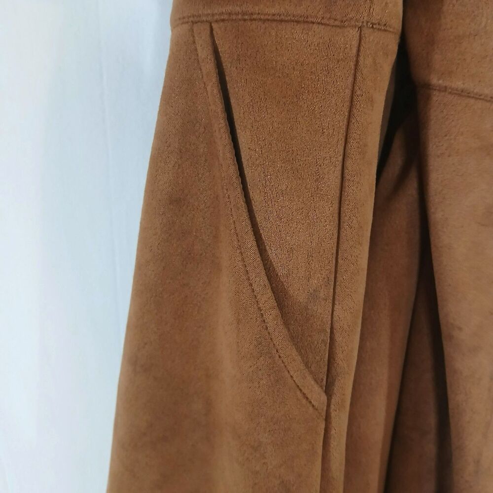 Agnes Orinda Faux Suede Pinafore Overall Dress 2X Brown Cross Back NWT Plus - Picture 3 of 8